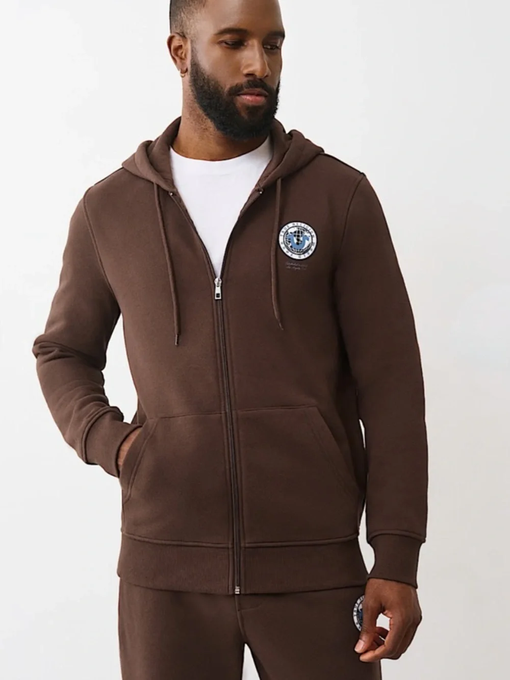 True Religion Men's Global Buddha Full Zip Graphic Hoodie Java NWT Size L